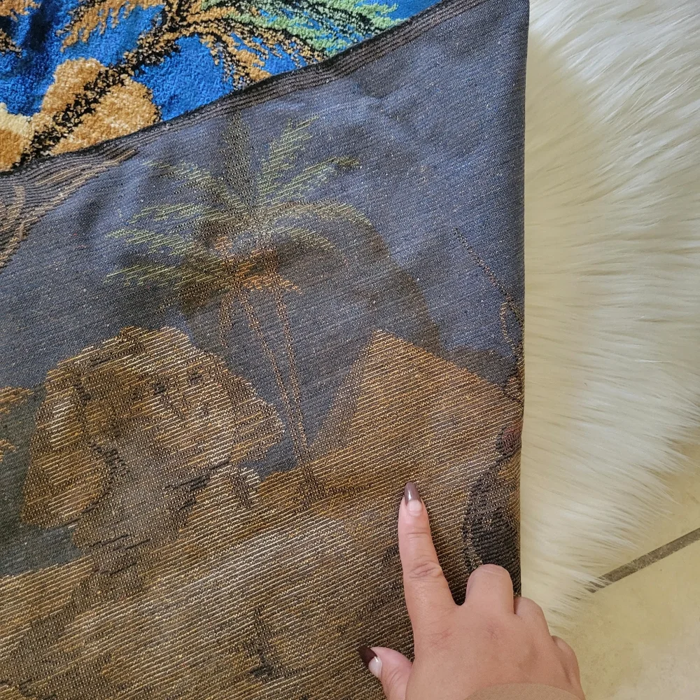 Vintage Elegant Blue and Gold Tapestry Wall Decor